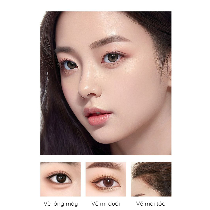 Bút kẻ mày A.M.G - Bút kẻ mày kẻ mi 2 đầu, chống nước, không lem, đầu siêu nhỏ, tạo hiệu ứng tự nhiên, phẩy sợi 0.55ml