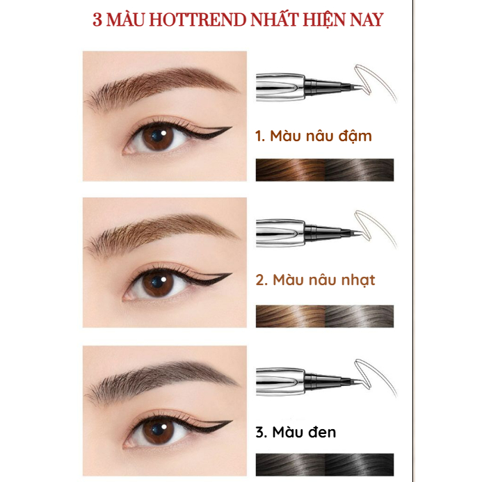 Bút kẻ mày A.M.G - Bút kẻ mày kẻ mi 2 đầu, chống nước, không lem, đầu siêu nhỏ, tạo hiệu ứng tự nhiên, phẩy sợi 0.55ml