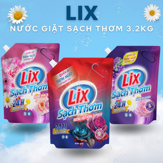  Combo 2 Túi Nước Giặt Lix Sạch Thơm 24H 3.2KG Ngàn Hoa Hoa Hồng Nắng Hạ Hạt Thơm Ngát Suốt Ngày Dài 
