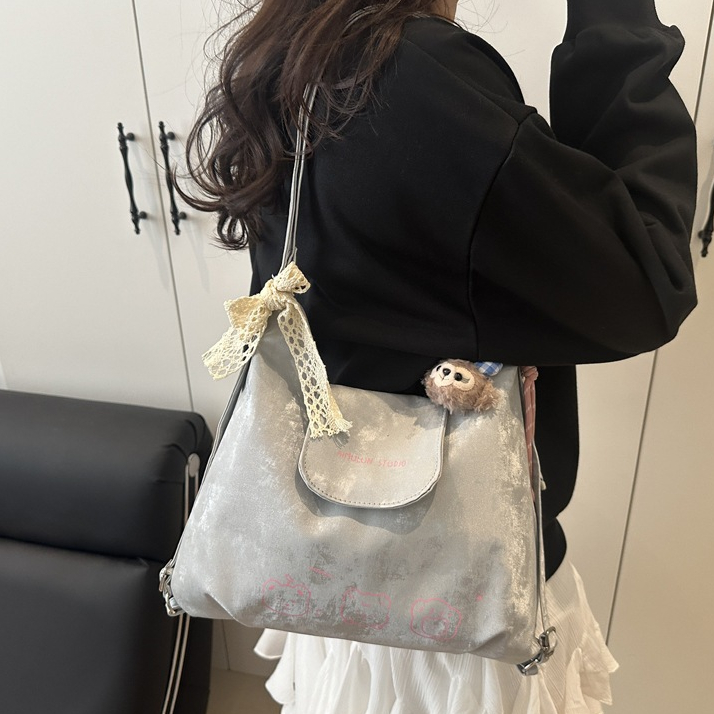 Túi xách Tote nữ họa tiết gấu dễ thương thiết kế nơ buộc trẻ trung phong cách Hàn Quốc, Balo nhung phối màu DK083 | BigBuy360 - bigbuy360.vn