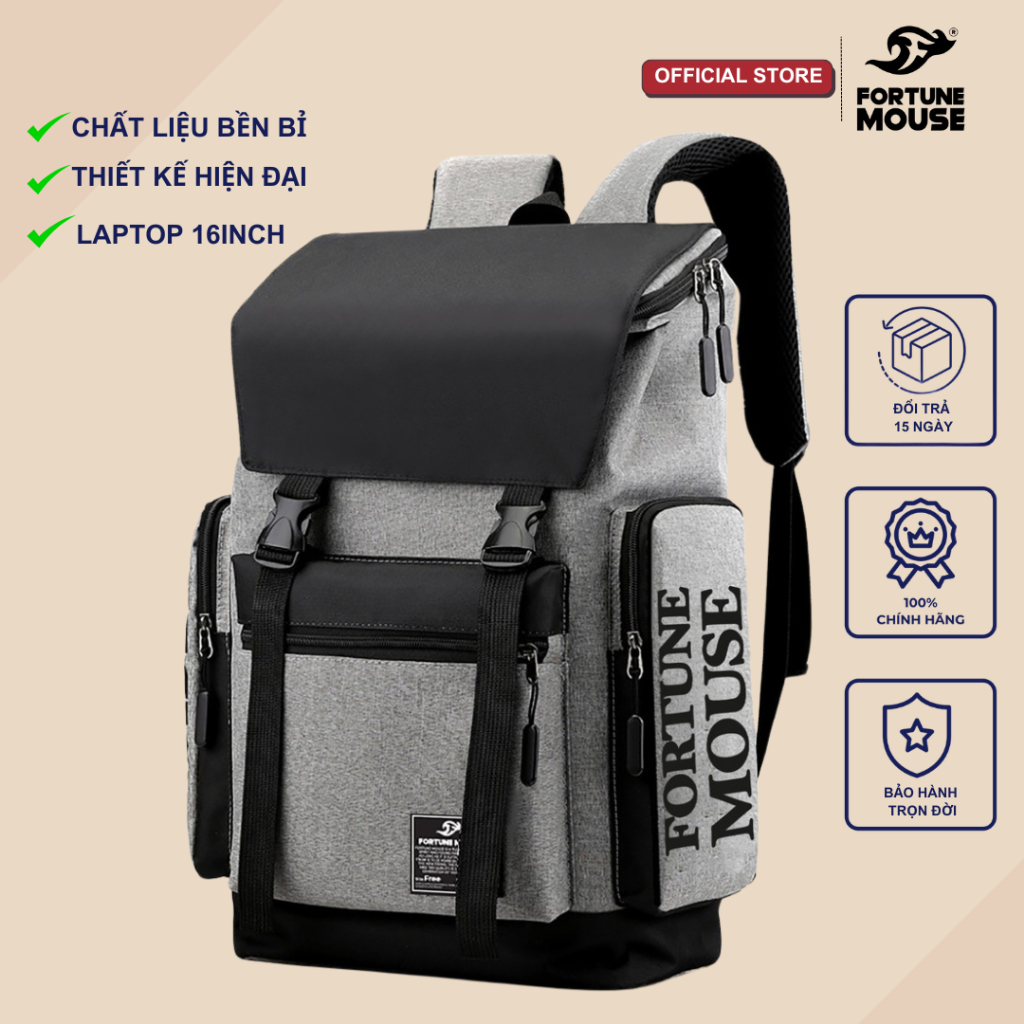Balo laptop dạng hộp đựng laptop 16inch Fortune Mouse B184