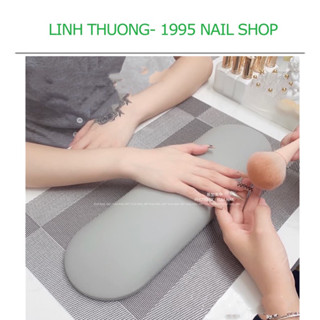 Gối kê tay ovan làm nail bằng da cao cấp kèm tấm thảm lưới