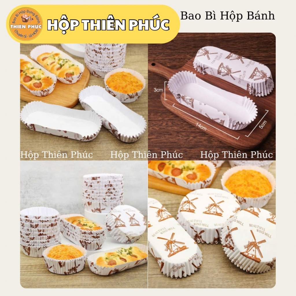300 Cup giấy nướng bánh chữ nhật - nướng lót bánh hotdog - bánh ngọt các loại