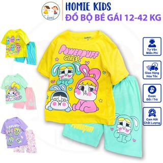 Đồ lửng bé gái size đại 12-42 kg set bộ quần ngố phối áo thun cotton cộc tay in hoạt hình công chúa kuromi Homie Kids