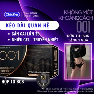 Bao Cao Su Kéo Dài Quan Hệ Gân Gai SLM Siêu Mỏng 001 Cao Cấp, Nhiều Gel - Hộp 10bcs
