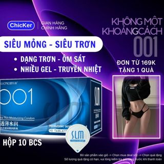 Bao Cao Su Siêu Mỏng 001 SLM Nhiều Gel, Truyền Nhiệt Tốt - Hộp 10 BCS