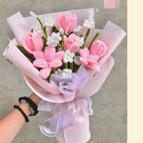 [BH5] Bó hoa kẽm nhung Tulip - Bó sẵn nhiều kiểu theo yêu cầu [ hoacuachanny]