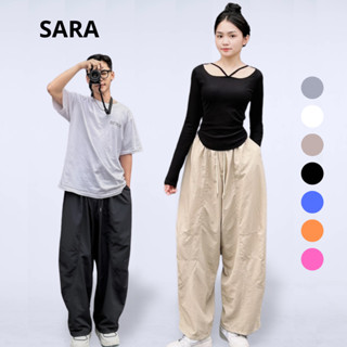 SARA Quần Harem Parachute Pants Dáng Thụng Ống Rộng Vintage Nhật Bản Lưng Chun Nam Nữ Mã TD062