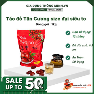 Táo đỏ Tân Cương size đại siêu to túi 1kg size 8-9 quả/100gr- Táo đỏ chuẩn Hằng Du Mục khô tự nhiên