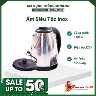 Ấm Siêu Tốc Inox 1,8 Lít Đun Sôi Cực Nhanh - Bình siêu tốc inox tốt cho sức khỏe người sử dụng