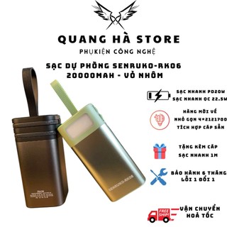  BOX Sạc dự phòng Senruko RK06 - 20000Mah vỏ nhôm 4*21700 - sạc nhanh tích hợp cáp sạc sẵn 