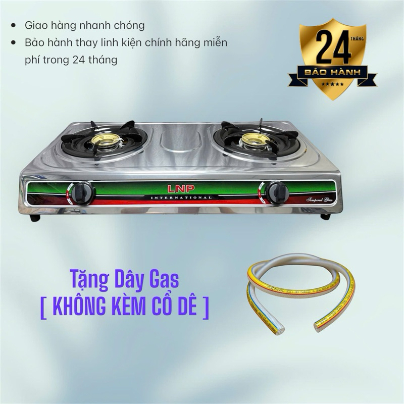 Bếp Gas Đôi Inox LNP - CHÉN NHÔM - LNP02 ( Tặng kèm dây gas)