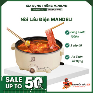  Nồi Lẩu Điện MANDELI Nồi Điện Mini Đa Năng Kèm Xửng Hấp INOX Phù Hợp Cho Gia Đình 2-3 Người 