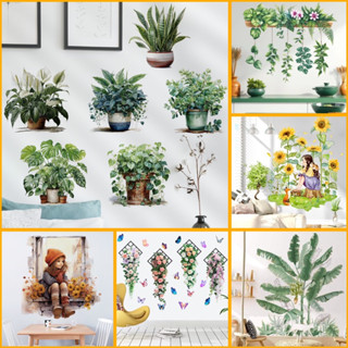  Decal dán tường phong cách hàn quốc hình cây hoa lá,chất liệu cao cấp sẵn keo dán. 