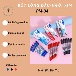 HỘP 10 cây bút lông dầu hai đầu, Dạ kim Thiên Long PM-04 ( Xanh, Đỏ, Đen), hàng chất đạt chuẩn chất lượng