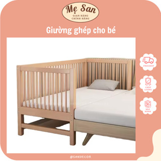  Giường ghép cho bé bằng gỗ thông Sandecor giường ghép cạnh giường bố mẹ - Kích thước đặt theo yêu cầu 