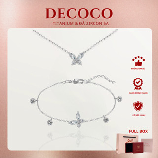 Bộ trang sức vòng cổ, lắc tay nữ Jolie DECOCO không đen gỉ (Túi giấy + Hộp + Thiệp)