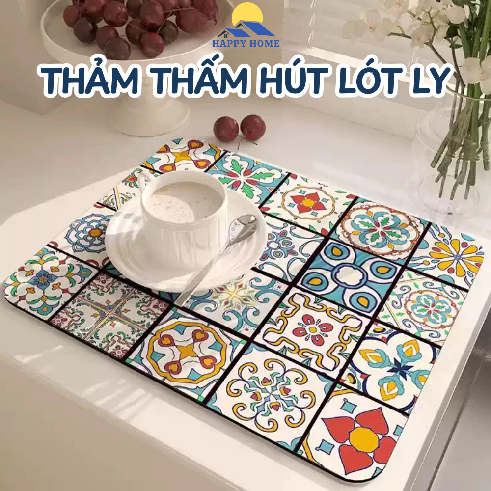 Thảm Nhà Bếp Thấm Hút Nước Nhanh Khô, Thảm Lót Ly Thấm Hút Da Napas Đế Cao Su Chống Trượt