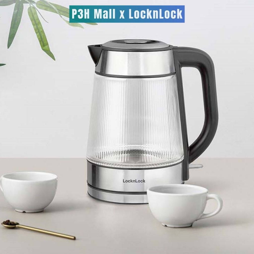 Ấm đun siêu tốc Lock&Lock 1.8L thân bình thủy tinh công suất 1850W EJK256BLK P3H Mall