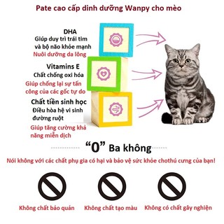 Combo Pate Wanpy cao cấp cho mèo gói 80g