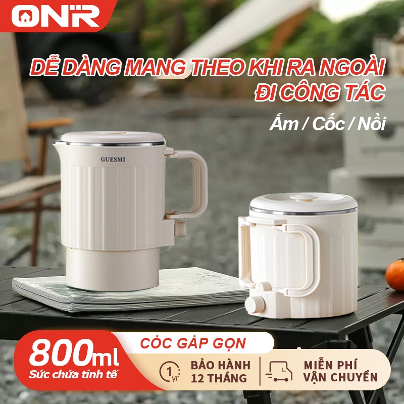 Ấm Đun Nước Điện 800ML, Chống Bỏng Hai Lớp, Tự Động Ngắt, Ấm Đun Nước Gấp Gọn 600W, Nồi nấu mì