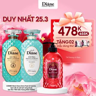 COMBO Gội Xả Diane Extra Fresh & Hydrate 450ml*2 + Sữa Tắm Diane Botanical Sicilian Fruits 500ml