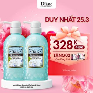 COMBO 2 Sữa Tắm Thiên Nhiên Cấp Ẩm Cho Da Khô Nhạy Cảm Moist Diane Botanical Refresh & Moist 500ml