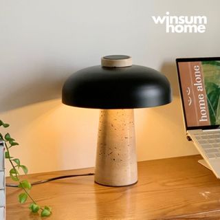 Đèn bàn thân đá Travertine, đèn ngủ để đầu giường, đèn đọc sách thiết kế Đan Mạch - DBB011