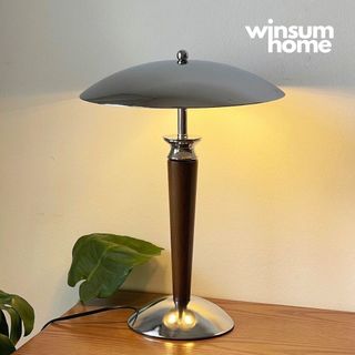 Đèn bàn thân gỗ, chụp đèn kim loại kiểu cổ điển 2 bóng đèn, đèn trang trí bàn làm việc - DBB09