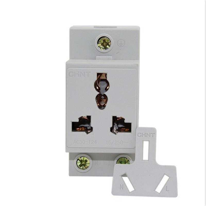 Ổ cắm 3 chấu cài thanh DIN Rail tủ điện, AC30-124