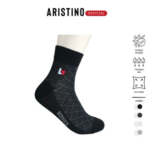 Tất, vớ nam cổ trung ARISTINO Bizsock cotton dệt liền kháng khuẩn, chống hôi chân - BSZ004