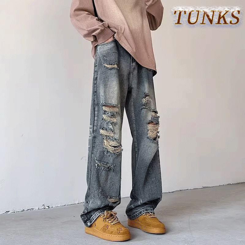 Quần Jean Nam Ống Rộng Rách Tự Nhiên - Form Baggy Hàn Quốc | Thiết Kế Đường Phố Hiphop Style