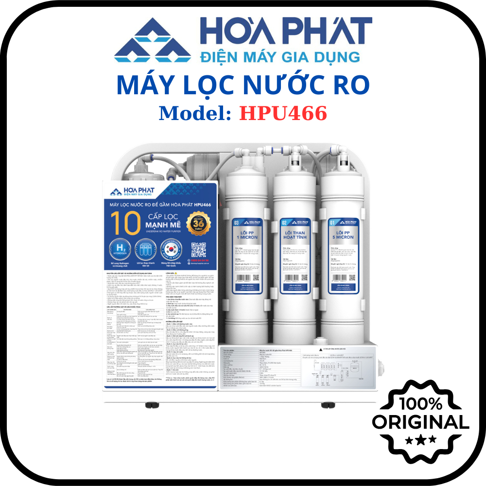 Máy lọc nước RO để gầm Hòa Phát HPU466 - Hàng chính hãng bảo hành 3 năm
