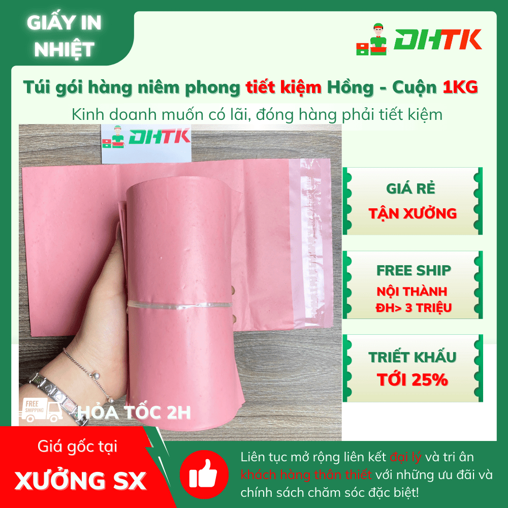 Túi gói hàng niêm phong tiết kiệm 15x25 17x30 20x30 25x35 28x42 38x52 cuộn 100 túi - cuộn 1KG