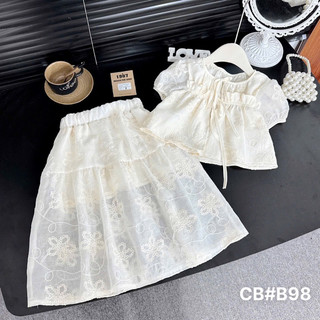  ÁO baby doll kèm chân váy dáng dài chất ren ,hoa thêu nổi mềm mại 2lớp dành cho bé gái 9-30kg 