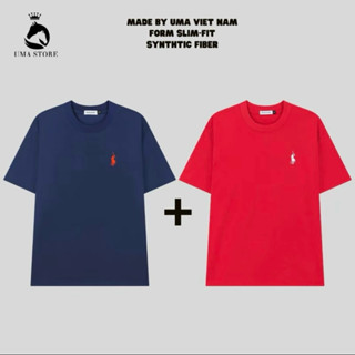 Combo 2 Áo Thun Nam Cộc Tay Thêu Ngựa UMA, Áo Phông Trơn Nam Nữ, Chất Cotton Mát Mẻ Mùa Hè_MSP Phông Ngựa UMA OR