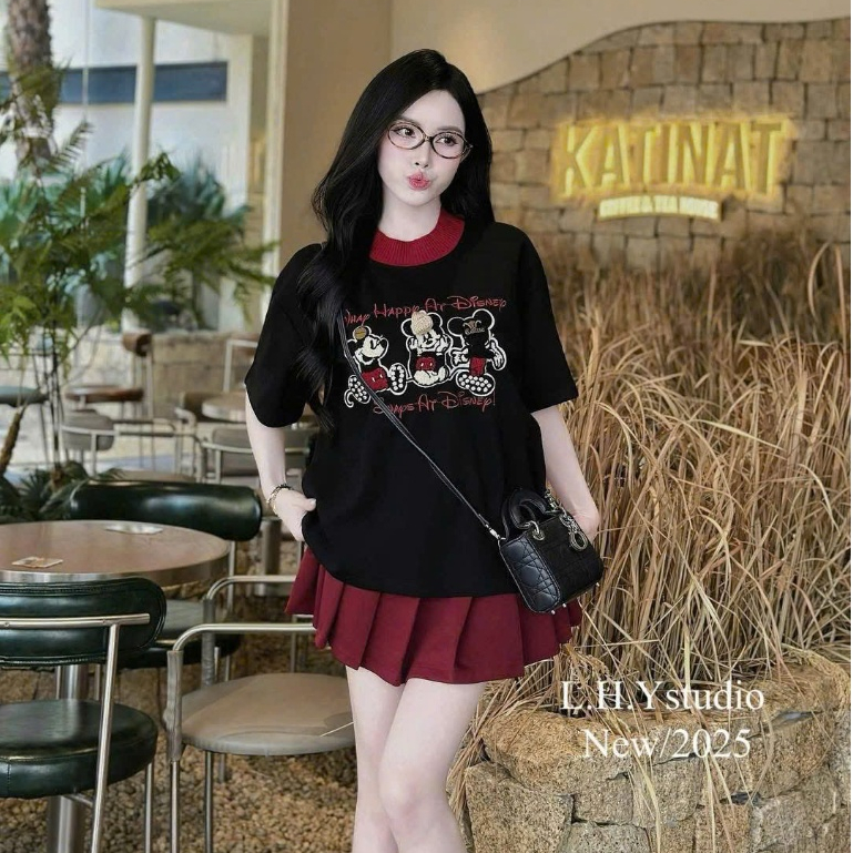 Set Váy Nữ áo micky cổ tròn,Set váy xếp ly (Có Lót Trong) Vải mì nỉ QC dày đẹp mềm mịn cổ thun bo dệt SIZE 40-65 KG NG01 | BigBuy360 - bigbuy360.vn