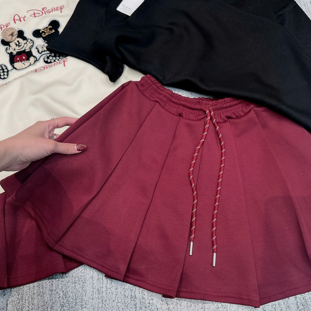 Set Váy Nữ áo micky cổ tròn,Set váy xếp ly (Có Lót Trong) Vải mì nỉ QC dày đẹp mềm mịn cổ thun bo dệt SIZE 40-65 KG NG01 | BigBuy360 - bigbuy360.vn