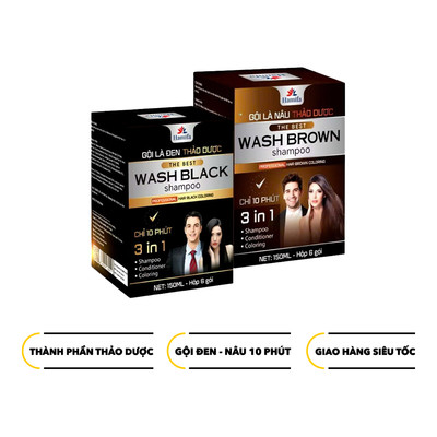 Dầu Gội Phủ Bạc Thảo Dược Hamifa Nhuộm Tóc Gội Là Đen Trong 5 phút - Hộp 6 Gói 25ml