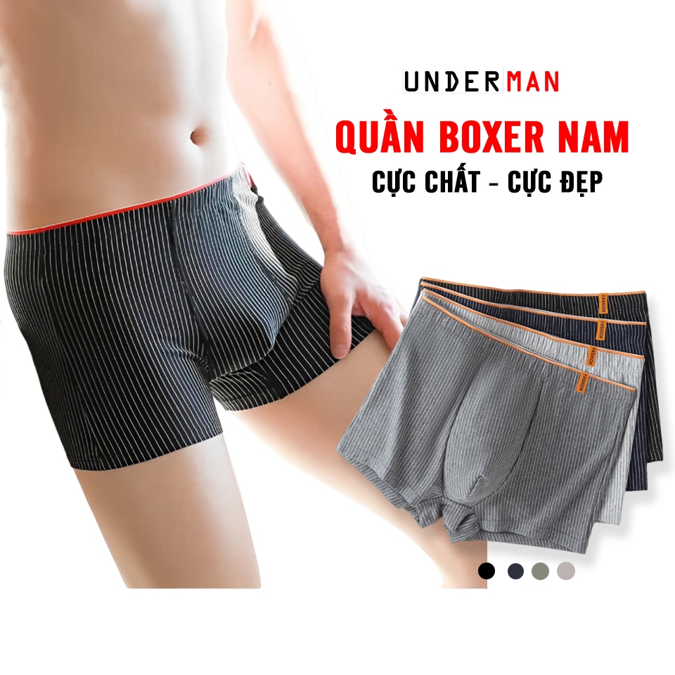Quần Lót Nam Cao Cấp cotton nguyên chất UNDER.MAN, Quần sịp Boxer co giãn 4 chiều, thoáng khí - SN02
