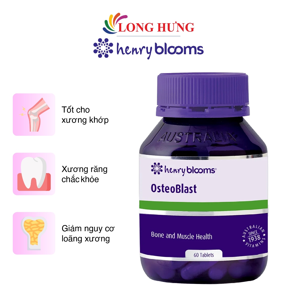 Viên uống Henry Blooms Osteo Blast bổ sung Canxi (60 viên)
