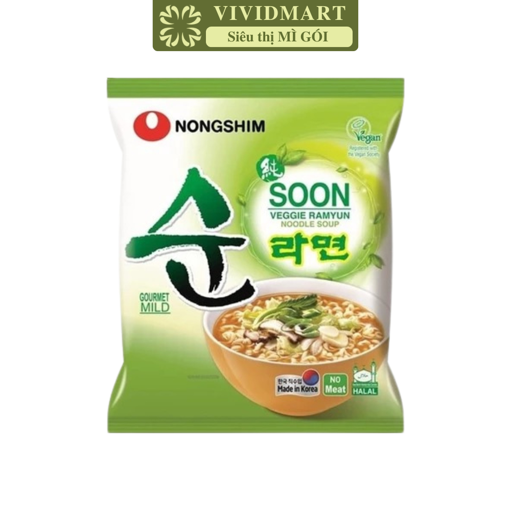 [GÓI LẺ] - NONGSHIM - Mì chay Nongshim Soon Veggie, Mì Nongshim chay, Mì chay Soon Veggie, Mì chay H