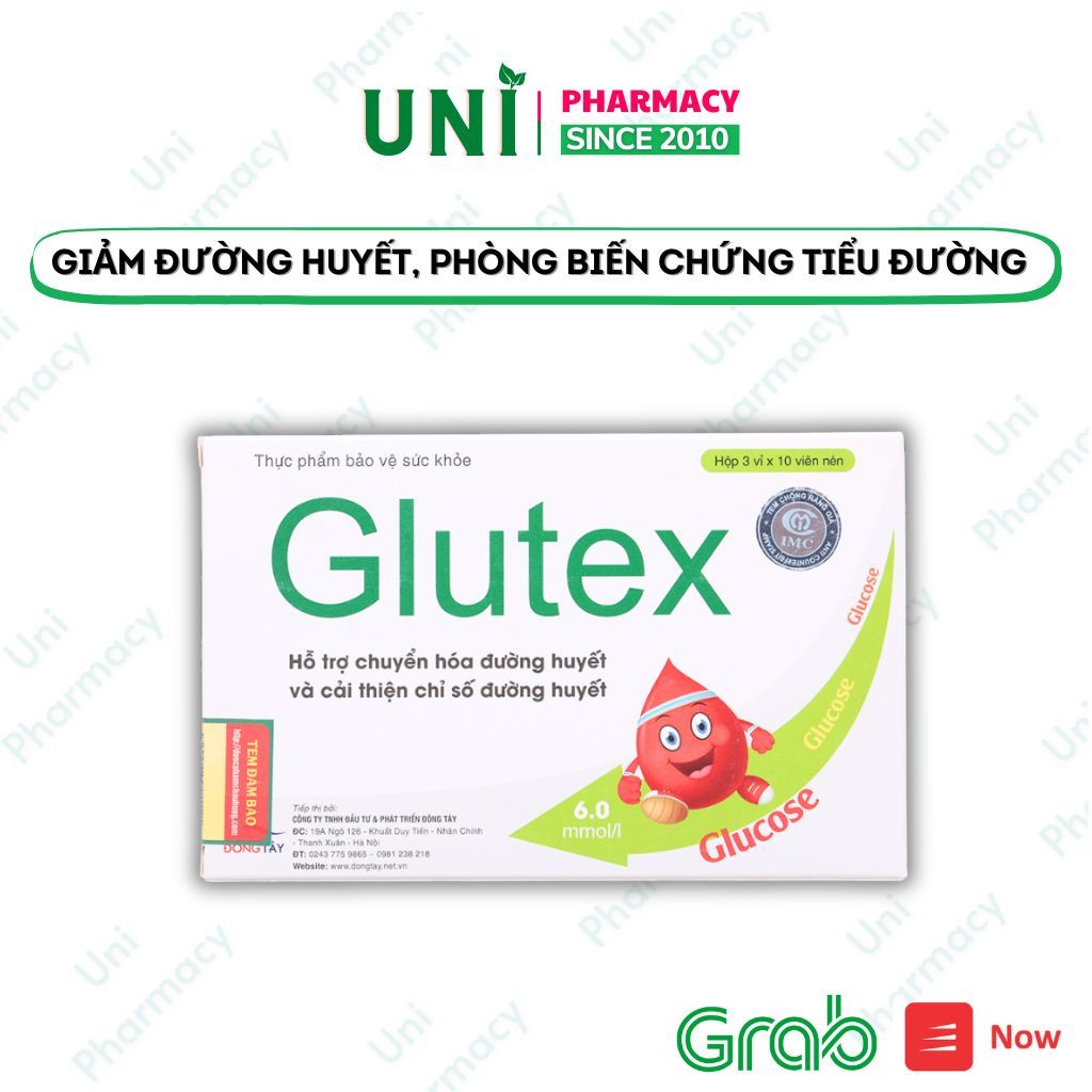 (Chính hãng) Glutex hỗ trợ hạ nhanh và ổn định đường huyết lâu dài hộp 30 viên DƯỢC PHẨM Á ÂU