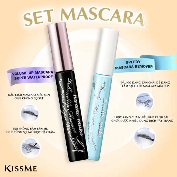 Mascara Chuốt Mi Dạng Màng Phim Nâng Cao Làm Cong, Dài Và Dày Mi Kissme Heroine Mascara Super WP