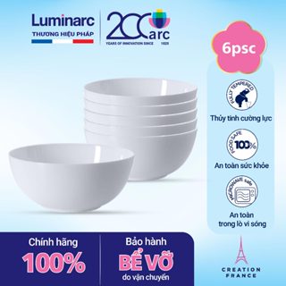 Bộ 6 bát tô thủy tinh Luminarc Diwali N3975*6 18cm, dùng lò vi sóng, máy rửa bát | Hàng chính hãng