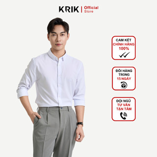 Áo Sơ Mi Dài Tay Nam KRIK Form Slimfit Chất Liệu Polyester Cao Cấp Thiết Kế Tối Giản Dễ Phối Đồ SD3196