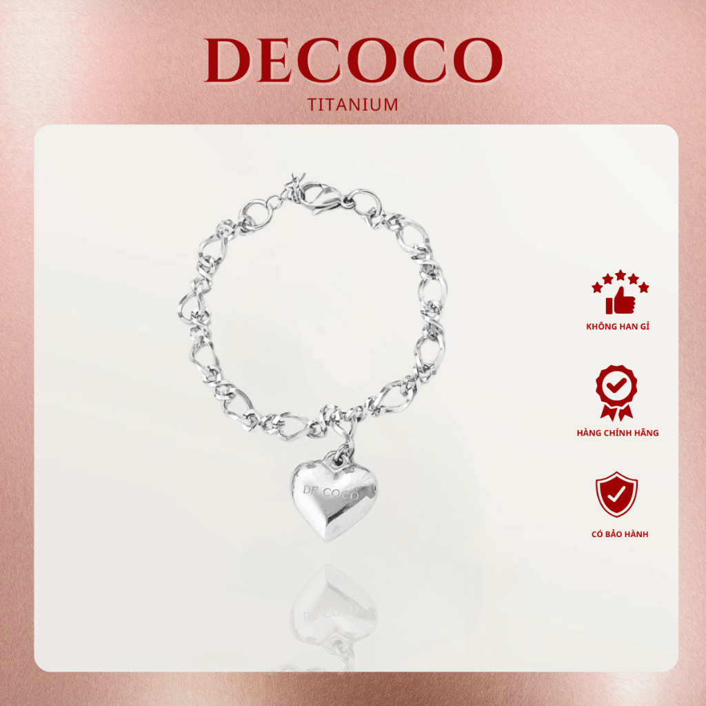 Vòng tay nữ DECOCO ACC Chainy trái tim phồng dây xích DECOCO ACC ACCESSORIES