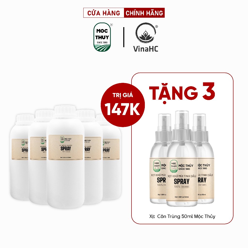 Xịt thơm phòng tinh dầu Mộc Thủy dung tích 1000ml/1L - đuổi muỗi khử mùi hiệu quả - Xịt thơm phòng 1L