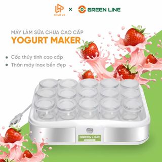 Máy Làm Sữa Chua GreenLine Kèm 15 Cốc Thủy Tinh, Máy Ủ Sữa Chua Song Anh Làm Tại Nhà Cao Cấp Kèm Cốc