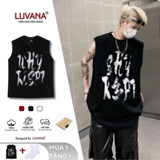 Áo Ba Lỗ Nam Nữ In Họa Tiết Shy Rept LUVANA  Tank Top Sát Nách Cá Tính Cotton Rộng Rãi Thoáng Mát